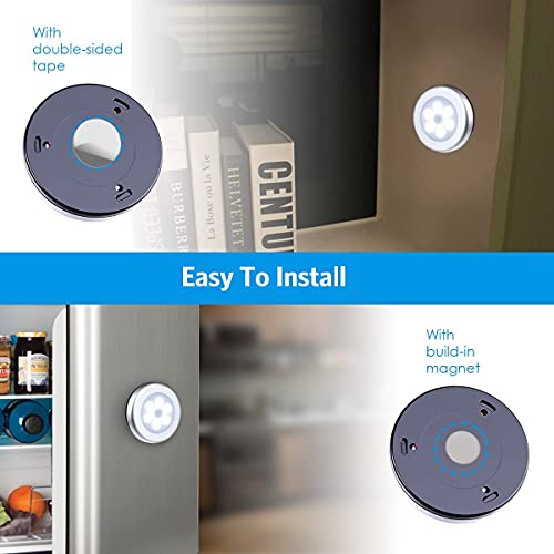 Amir Upgraded Motion Sensor Light, Cordless Battery-Powered Led Night Light, Stick-Anywhere Closet Lights Stair Lights, Safe Lights For Hallway, Bathroom, Bedroom, Kitchen (White - Pack Of 6) #TOP2