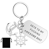 Hicarer 1 Pc Boat Owner Keychain Keys to My Awesome Boat Pendant Funny Ship Lover Gift for Fisherman shipowner Christmas gift