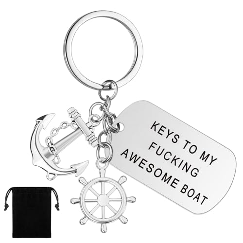 Hicarer 1 Pc Boat Owner Keychain Keys to My Awesome Boat Pendant Funny Ship Lover Gift for Fisherman shipowner Christmas gift