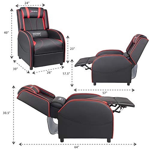 Devoko Massage Gaming Recliner Chair Pu Leather Home Theater Seating Single Modern Living Room Sofa Recliners (Red) #TOP6