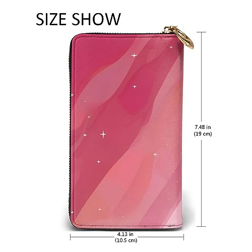 Pink gradient style Women's Wallet Long Zip Around, Premium Vegan Leather Wallet with 12 Card Holders, Large Capacity,Gift Ready Packaging3
