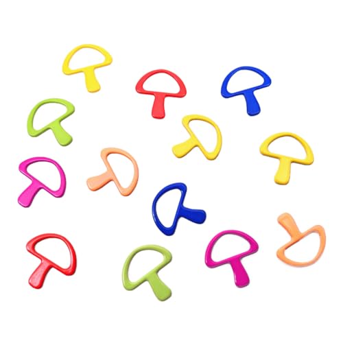 Image of ZHENZHIZHE US 10.75 Colorful Ring Stitch Markers, 60 pcs Cute Mushroom Shaped Magnetic Steel Ring Fixed Markers for Knitting and Crocheting