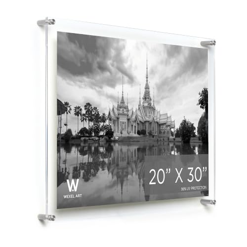 Wexel Art 20x30" 98% UV-Grade Double Panel Acrylic Floating Frame, Silver