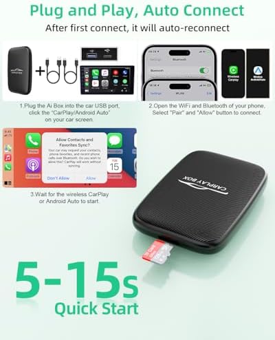 Upgraded Wireless CarPlay Adapter and Android Auto Wireless Adapter-Magic Link Ai Box Support Netflix/YouTube/Mirroring/TF Card Converts Wired to Wireless Carplay for OEM Wired CarPlay Cars - 4