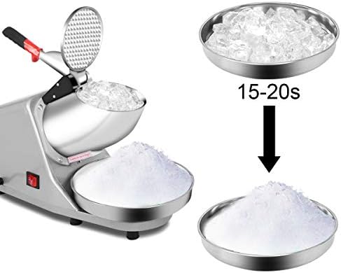 GYMAX Electric Ice Crusher, 1450r/m Crushed Ice Machine Snow Cone Maker, 65kg/Hour Stainless Steel Ice Shaver for Home and Commercial