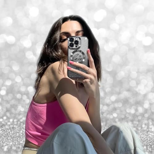 Image of ZIYE Magnetic Case Designed for iPhone 16 Pro Max Glitter Case-Black