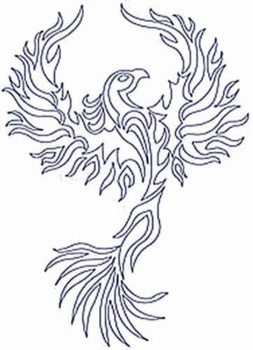 Lasting 1-2 Weeks Children Tattoo Design Juice Ink Temporary Tattoo Semi Permanent for Adults Woman Phoenix Bird Silhouette Child and Adult Navy Blue that Look Real Men Women Chest Neck Arm (4 Sheets)