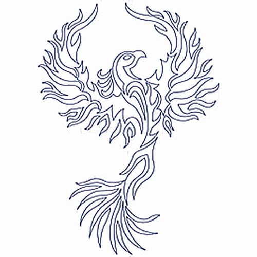Lasting 1-2 Weeks Children Tattoo Design Juice Ink Temporary Tattoo Semi Permanent For Adults Woman Phoenix Bird Silhouette Child And Adult Navy Blue That Look Real Men Women Chest Neck Arm (4 Sheets) #TOP1