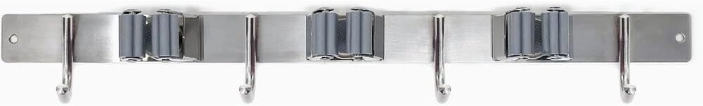 Broom Bar by Wrap-It Storage - Broom Holders with Hooks - Mop and Broom Holder Wall Mount for Storage Under Your Laundry Shelf or Garage for Easy Home Organization