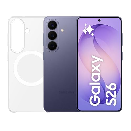 Samsung Galaxy S26 con Clear Magnet Case, Smartphone AI 3 anni di Garanzia del produttore, 256GB, Cobalt Violet