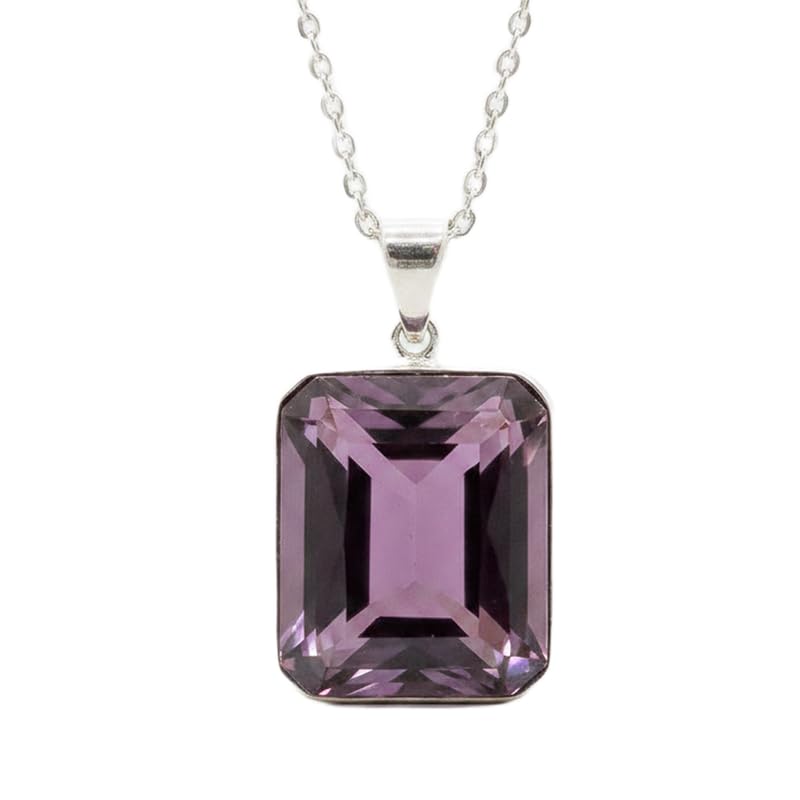 Pendentif en quartz bleu naturel facetté LKBEADS avec sa chaîne câble de 45cm