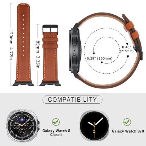 Image of Tasikar Leather Bands Compatible with Samsung Galaxy Watch Ultra 47mm (2025 /2024), Genuine Leather Strap Compatible with Samsung Galaxy Watch 8 40mm 44mm /8 Classic 46mm