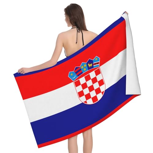 POEZJZW Leichtes Strandtuch, Motiv: Republik Kroatien, Flaggenmuster, 81,3 x 132,1