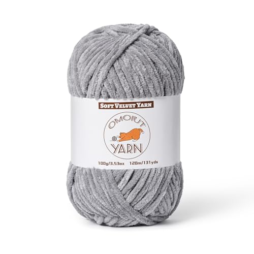 Image of Fluffy Velvet Yarn for Crocheting, Chunky Chenille Baby Blanket Yarn for Crocheting, Soft Fuzzy Puzzle Yarn for Knitting, 100g /3.53oz Bulky Thick Amigurumi Crochet Yarn（Light Gray）