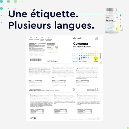 Curcuma avec Extrait de Poivre (400 Capsules), Approvisionnement de 13 Mois, Curcumine Pur avec Piperine d'Origine Indienne, 700mg par Dose Quotidienne Fortement, 100% Végétalien, Sans Additifs – vue 7