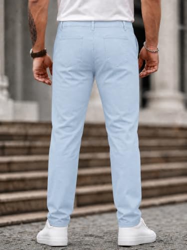 Image of HUNGSON Mens Chinos Dress Pants Slim Fit Stretch Business Casual Golf Work Slacks Trousers