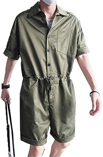 Amazon Co Jp ベィジャン メンズ 半袖 ジャンプスーツ ポケット付き 開襟 つなぎ 作業服 オーバーオール オールインワン ロンパース リラックス カジュアル ゆったり 夏 おしゃれ 服 ファッション小物