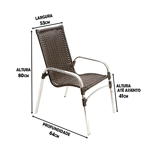 02 Cadeiras Emily Ideal Área Externa, Alumínio Polido e Fibra Sintética Tabaco