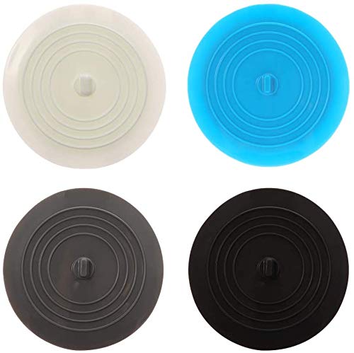 Silicone Tub Stopper, 4pcs Drain Stopper Sinks Drain Plug 6 Inches Drain Sink Plug Cover for Kitchen Bathroom and Laundry(Gray)