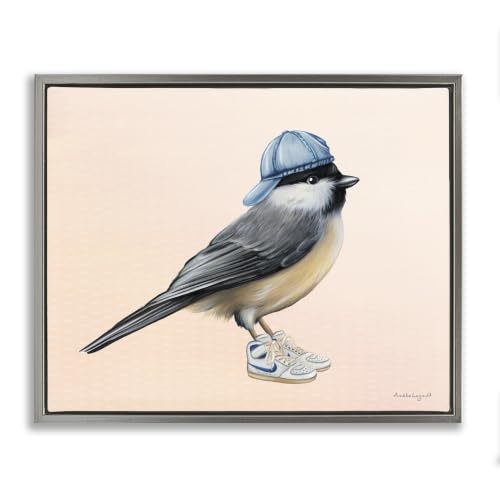 Hip Chickadee Bird Trendy Sneaker, 17 x 21 Inch Canvas in Floater Frame