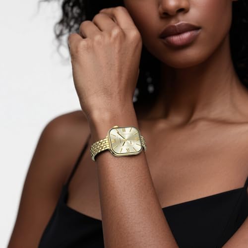 Image of MioHHR Slim Metal Bands Compatible with Apple Watch Bands for Women 38mm 40mm 41mm 42mm (Series 11 10), Stainless Steel Strap Bands for iWatch Series 11 10 9 8 7 6 5 4 3 2 1 SE3 /2 /1, Gold