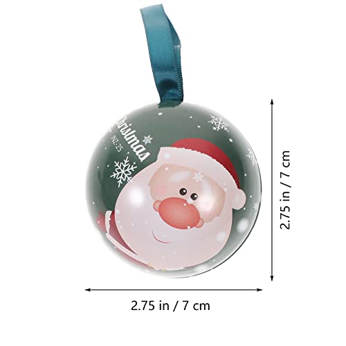 Amosfun 3Pcs Christmas Tree Baubles Ornaments Tinplate Candy Ball Box Xmas Tree Ball Pendant Kids Holiday Surprise Gift (Random Style) #TOP1