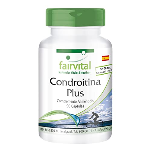 fairvital Condroitina Plus, ALTA DOSIS, 90 cápsulas, con condroitina, vitamina D, vitamina E, calcio y ácido hialurónico