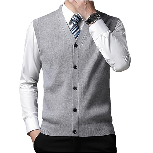 Men's Sleeveless Wool Sweater Vest Slim Knitted Vests Bussiness Casual Solid Waistcoat