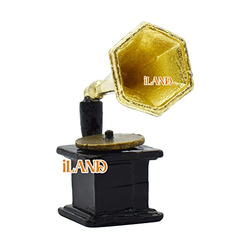 Iland Miniature Dollhouse Accessories On 1:12 Scale, Dollhouse Living Room/Study Décor Set Of Vintage Grandfather Wall Clock And Record Player #TOP7