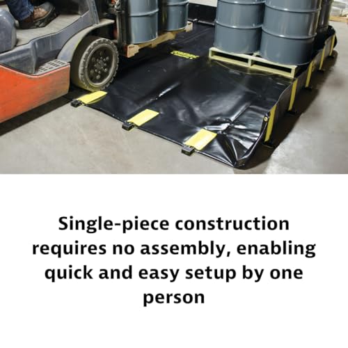 Image of Justrite Rigid-Lock QuickBerm, 6' x 8' x 12 inch, Large Drive Over Oil Spill Containment Berm, 335 Gallon Spill Capacity, PVC Coated Fabric, Made in The USA, Black, 28516