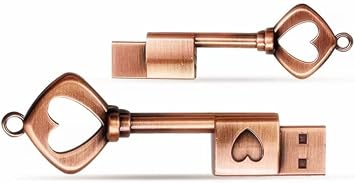 64GB USB 2.0 Flash Drive,Smozer Metal Love Heart Key Shaped USB Drive Thumb Drive USB Computer Memory Drive Nice Gifts for Wedding/Anniversary/Photography (64GB, 1 Pack with Gift Box)