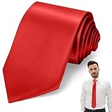 ItkFresh Red Tie, Mens Ties, Red Ties for Men, Satin Neck Ties Mens, Skinny Ties for Men, Neckties for Men