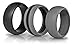 3 Silicone Wedding Ring Silicone Wedding Band for Men Climbing and Outdoors (Grey Stripe, 10 (20.64mm inner diam))