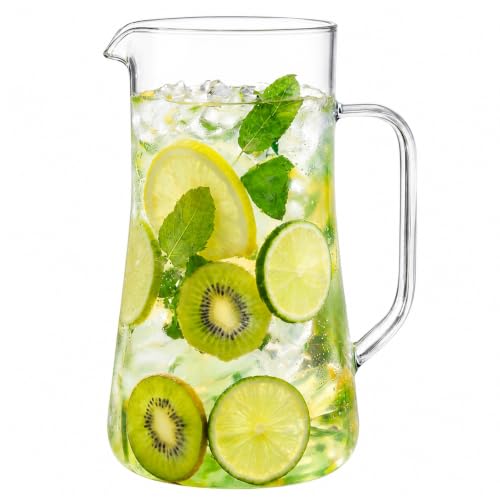 74 oz Glass Pitcher with Spout, Wide Mouth Beverage Pitcher