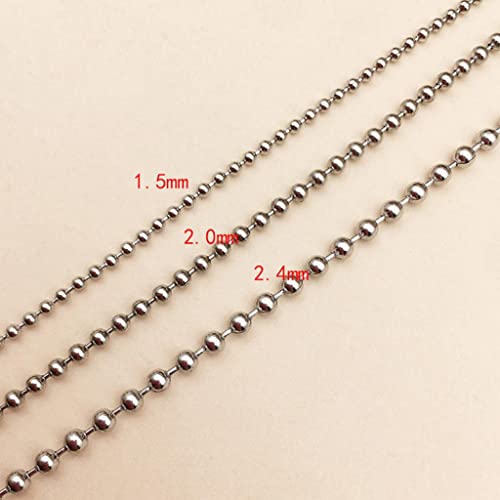 B Baosity Corrente de Contas de Esfera Redonda de 100 Metros em aço Inoxidável para Joias Faça Você