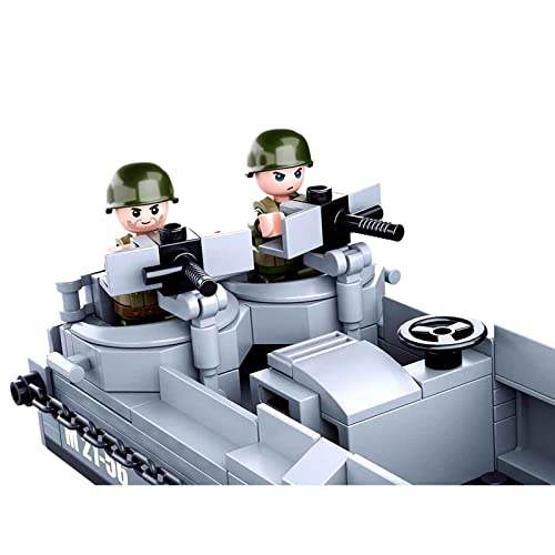 Hhohio World War 2 Landing Craft Building Toys Ww2 Military Vehicle Brick Set, Wwii Army Warship Boat Model Block With 4 Soldiers Figures (325 Pieces) #TOP3