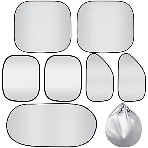 7 Pieces Car Sun Shade Medium Car Windshield Sunshade Set Includes 3 Front Rear Sun Visor For Car Windshield, 4 Side Window Sun Shade Uv Rays Sun Visor Protector With 12 Suckers For Automotive Vehicle #TOP1