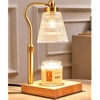 Sunfanie Height Adjustable Candle Warmer Lamp w/ 2 Bulbs & Timer (Gold-clear, 5.9"L x 4.8"W x 11.8"H)