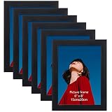 6x8 Picture Frame Set of 6, Black Multi Frames Display 6 by 8 inch Photos without Mats for Wall and