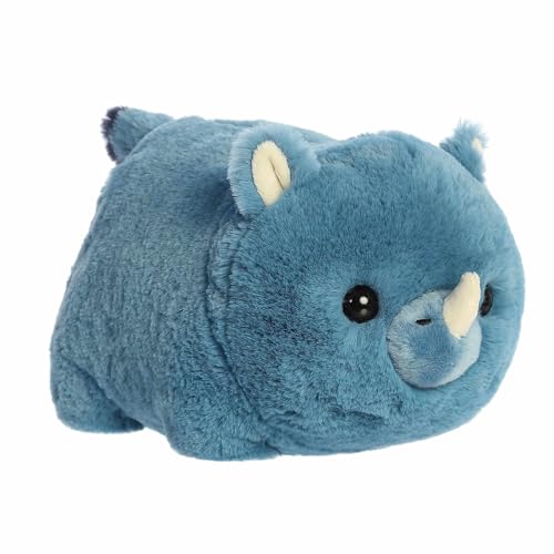 Aurora® Adorable Spudsters™ Rio Rhino™ Stuffed Animal - Round Shape Makes for Comforting Cuddles - Perfect for Kids All Ages and Animal Loving Adults - Blue 11 Inches