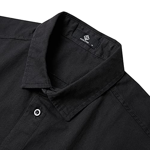 Mculivod Men's Sleeveless Denim Cotton Shirt Biker Vest Cowboy Button Down With Shirts Front Pocket Black #TOP2