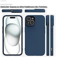 Zuvirelx Silikon Handyhülle für iPhone 15 Hülle, Weiches Griff, Dünne, Minimalistisch, Stoßfest, rutschfest, Taschenpassend - Blau – Ansicht 7