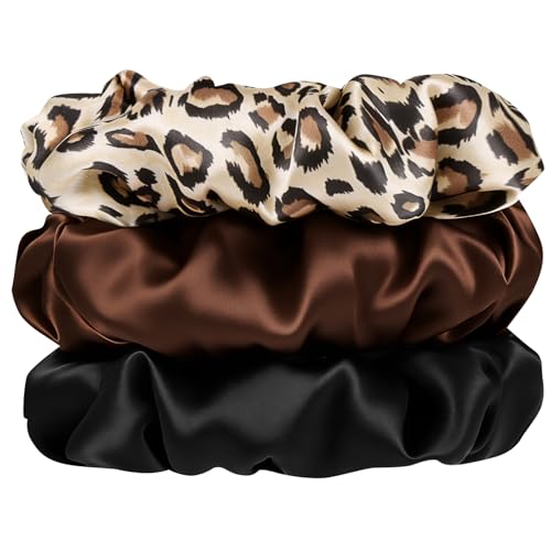 Aucuu Lot de 3 Chouchous Cheveux Femme, 100% Soie de Mûrier Pure Chouchou, Soin Doux et Élastique, Spécialement Conçu pour les Cheveux Fins, Teints ou à Cassure Facile, Coutures Renforcées et Longévif