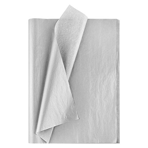 MIAHART 50 hojas de papel de seda plateado a granel de 20 x 14 pulgadas metálico para envolver papel para envolver accesorios para decoración de bodas bricolaje flecos confeti de relleno triturado
