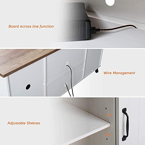 Wampat Led Tv Stand For Tvs Up To 85 Inch, White Entertainment Center For 85 Inch Tv Console Table Farmhouse Storage For Living Room Bedroom #TOP5