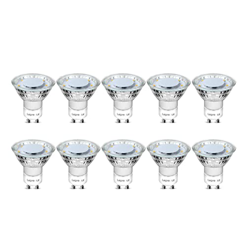 Lepro GU10 LED Bulbs, Cool White 5000K Spotlight, 50W Equivalent, 4W 325lm Energy Saving GU10 LED Light Bulbs, 100° Wide Beam, Non-dimmable, Pack of 10