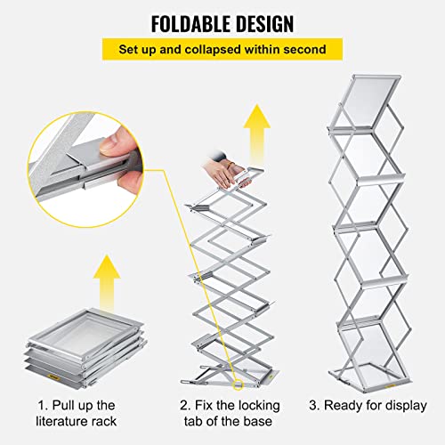 VEVOR Literature Rack, 6 Pockets, Pop up Aluminum Magazine Rack, Lightweight Catalog Holder Stand w/Carrying Bag for Living Room, Hotel, Trade Show, Exhibition, Office by VEVOR - Image 3