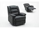Fauteuil relax Habitat et Jardin - Fauteuil Relax Buckingham Noir - Fauteuil de Bureau Inclinable avec Accoudoirs - Siège Confortable et Ergonomique - Fauteuil de Chambre et de Salon