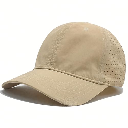 Ptduabenlu Quick Dry Baseball Cap for Men Women Adjustable Mesh Breathable Outdoor Sports Snapback Golf Cap Khaki