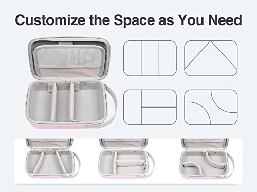 Luxtude Electronic Organizer Travel Case, Tech Organizer for Women, Hard Charger Case, Travel Tech Bag, Pink Electronics Bag, Travel Essentials for Apple Accessories/Magic Mouse/SD/Cash/Card/Pen